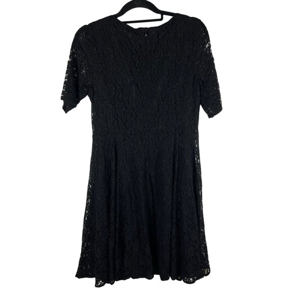 L.K. Bennett Black Lace Short Sleeve Knee Length Sheath Dress Size 10 Designer - Picture 2 of 9